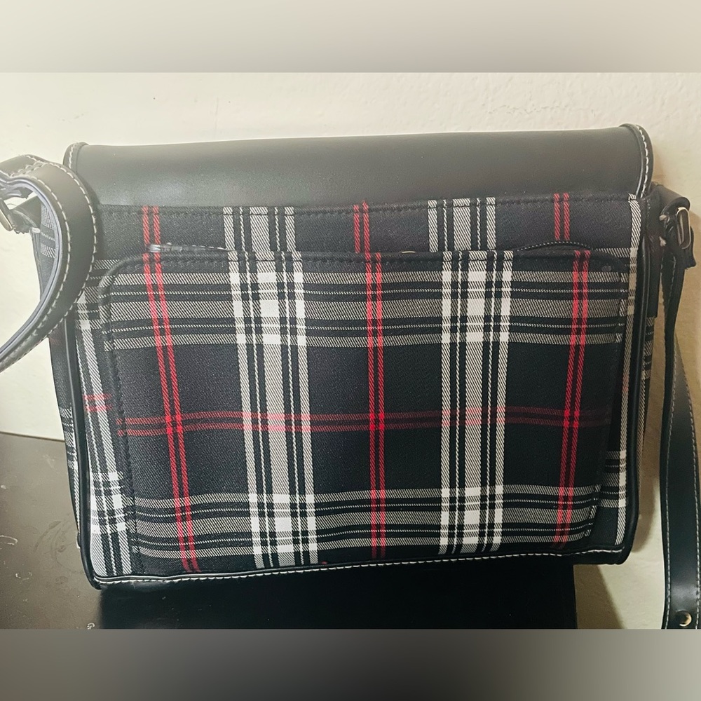 Liz Claiborne Black, Red and White Plaid Purse - Picture 7 of 16